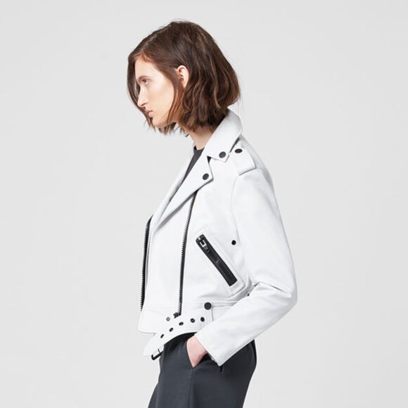 The Arrivals Cropped White leather Vader Biker Jacket XS - Picture 11 of 13